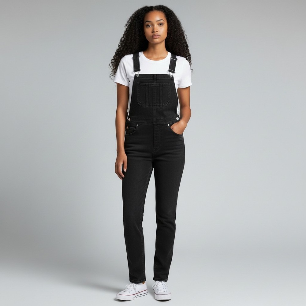 Levi's Denim Overalls Womens 24 Black New Skinny Fit Stretch Bib Jumpsuit